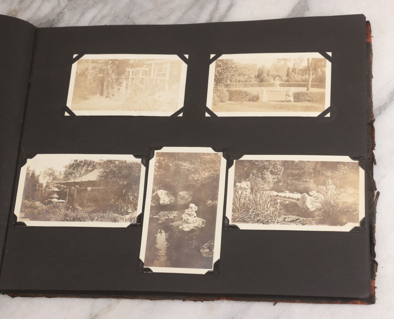 Lot 013 - Antique Snapshot Photo Album Containing 250+ Photographs Including Baseball Game & Player In An "Amherst" Jersey, Travel On Ship "Cape Diamond," Quebec, Italy, Hot Air Balloons, Early Passenger Airplane, Egyptian Pyramids And Sphinx, Circa 1920
