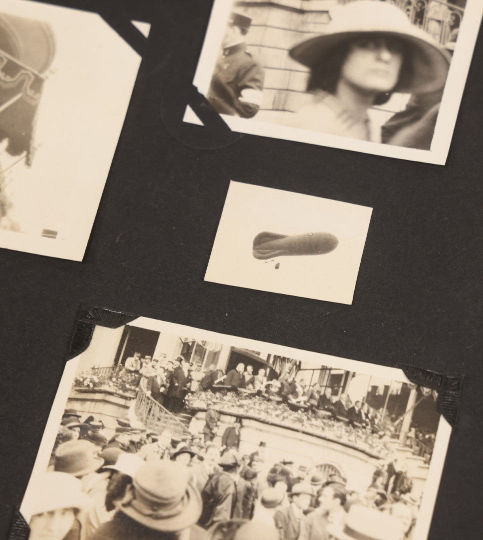 Lot 013 - Antique Snapshot Photo Album Containing 250+ Photographs Including Baseball Game & Player In An "Amherst" Jersey, Travel On Ship "Cape Diamond," Quebec, Italy, Hot Air Balloons, Early Passenger Airplane, Egyptian Pyramids And Sphinx, Circa 1920