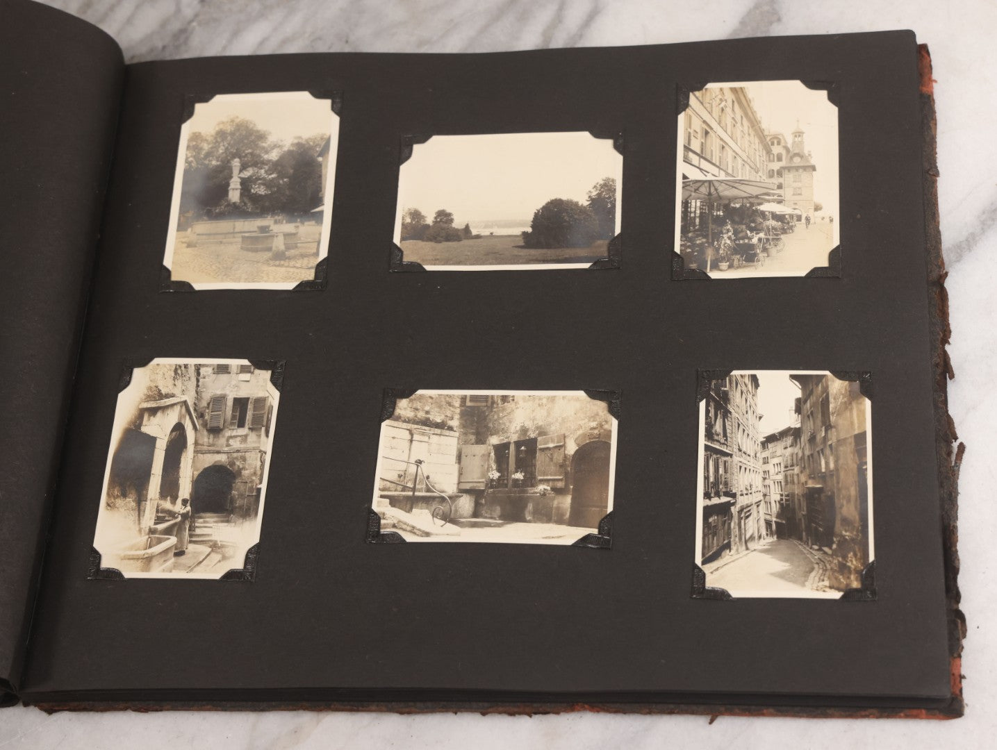 Lot 013 - Antique Snapshot Photo Album Containing 250+ Photographs Including Baseball Game & Player In An "Amherst" Jersey, Travel On Ship "Cape Diamond," Quebec, Italy, Hot Air Balloons, Early Passenger Airplane, Egyptian Pyramids And Sphinx, Circa 1920
