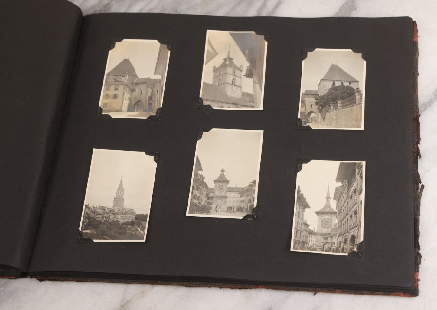 Lot 013 - Antique Snapshot Photo Album Containing 250+ Photographs Including Baseball Game & Player In An "Amherst" Jersey, Travel On Ship "Cape Diamond," Quebec, Italy, Hot Air Balloons, Early Passenger Airplane, Egyptian Pyramids And Sphinx, Circa 1920