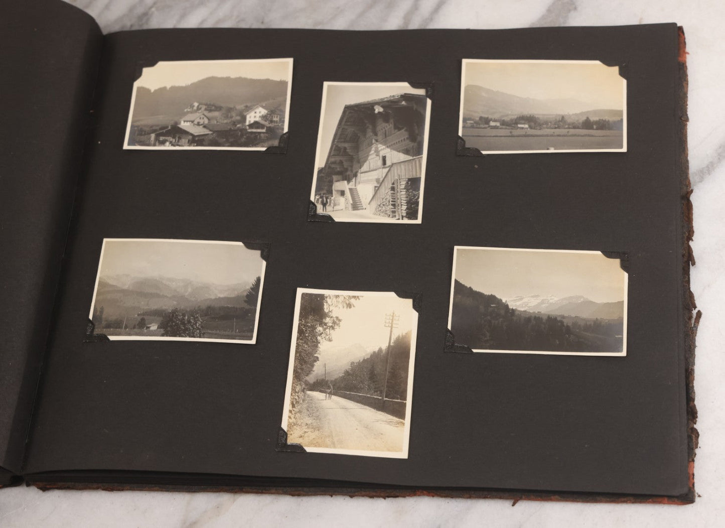 Lot 013 - Antique Snapshot Photo Album Containing 250+ Photographs Including Baseball Game & Player In An "Amherst" Jersey, Travel On Ship "Cape Diamond," Quebec, Italy, Hot Air Balloons, Early Passenger Airplane, Egyptian Pyramids And Sphinx, Circa 1920