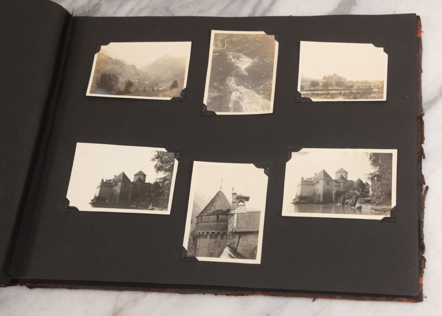 Lot 013 - Antique Snapshot Photo Album Containing 250+ Photographs Including Baseball Game & Player In An "Amherst" Jersey, Travel On Ship "Cape Diamond," Quebec, Italy, Hot Air Balloons, Early Passenger Airplane, Egyptian Pyramids And Sphinx, Circa 1920