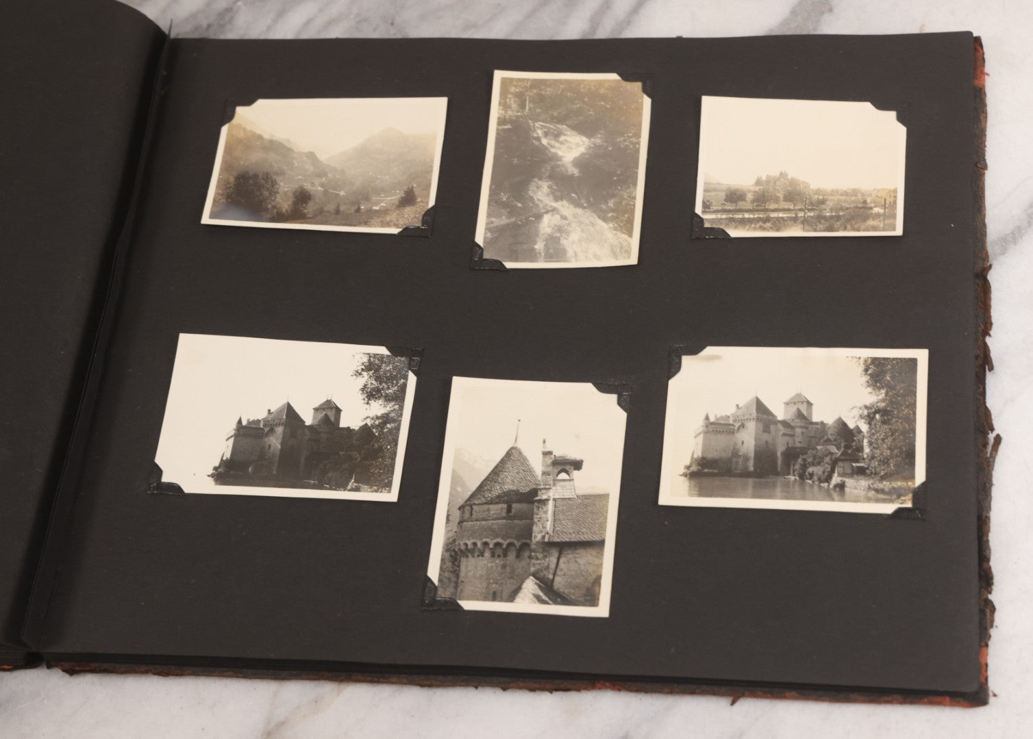 Lot 013 - Antique Snapshot Photo Album Containing 250+ Photographs Including Baseball Game & Player In An "Amherst" Jersey, Travel On Ship "Cape Diamond," Quebec, Italy, Hot Air Balloons, Early Passenger Airplane, Egyptian Pyramids And Sphinx, Circa 1920