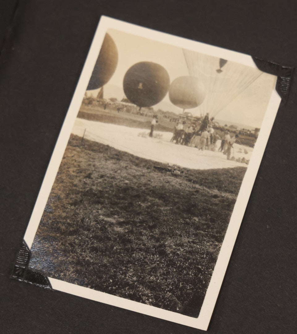 Lot 013 - Antique Snapshot Photo Album Containing 250+ Photographs Including Baseball Game & Player In An "Amherst" Jersey, Travel On Ship "Cape Diamond," Quebec, Italy, Hot Air Balloons, Early Passenger Airplane, Egyptian Pyramids And Sphinx, Circa 1920