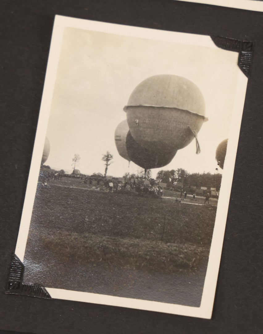 Lot 013 - Antique Snapshot Photo Album Containing 250+ Photographs Including Baseball Game & Player In An "Amherst" Jersey, Travel On Ship "Cape Diamond," Quebec, Italy, Hot Air Balloons, Early Passenger Airplane, Egyptian Pyramids And Sphinx, Circa 1920