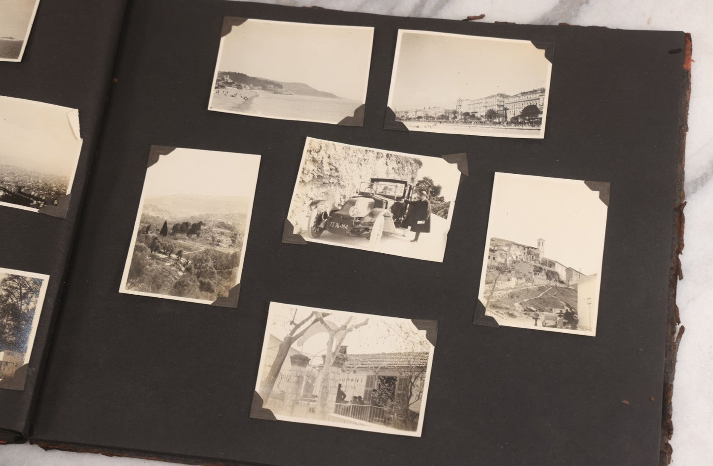 Lot 013 - Antique Snapshot Photo Album Containing 250+ Photographs Including Baseball Game & Player In An "Amherst" Jersey, Travel On Ship "Cape Diamond," Quebec, Italy, Hot Air Balloons, Early Passenger Airplane, Egyptian Pyramids And Sphinx, Circa 1920