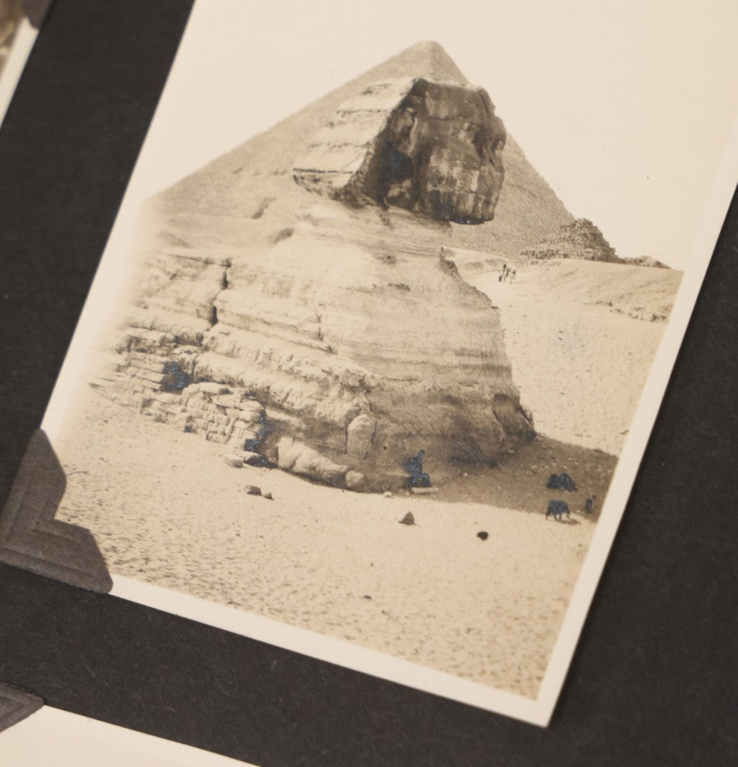 Lot 013 - Antique Snapshot Photo Album Containing 250+ Photographs Including Baseball Game & Player In An "Amherst" Jersey, Travel On Ship "Cape Diamond," Quebec, Italy, Hot Air Balloons, Early Passenger Airplane, Egyptian Pyramids And Sphinx, Circa 1920