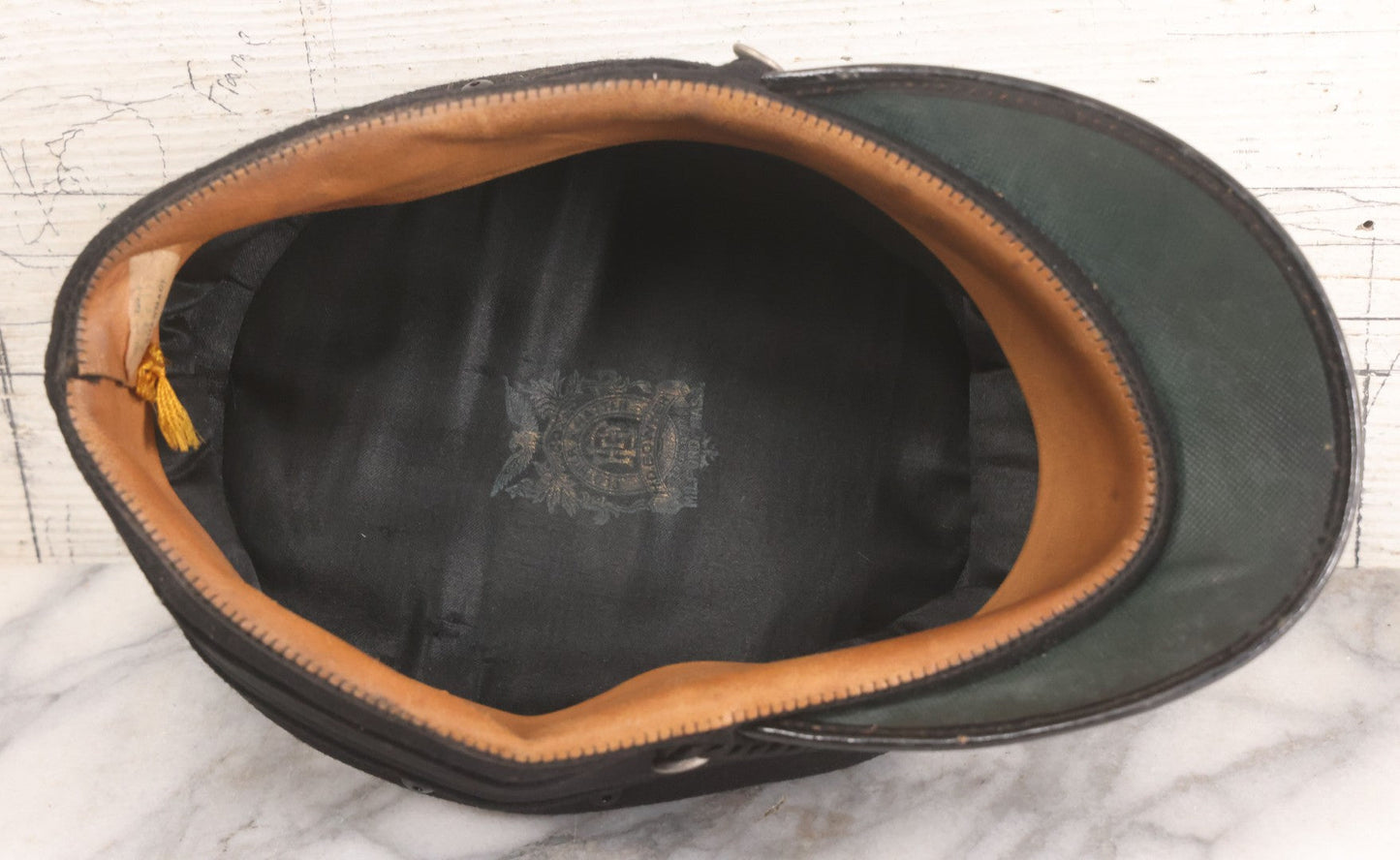 Lot 017 - Antique Odd Fellows I.O.O.F. Lodge No. 223 Uniform Cap With Three Links Motif Manufactured By H.D. Bowker, Milford, Massachusetts, Size 7-1/8, Marked "Shawmade," Note Wear To Visor