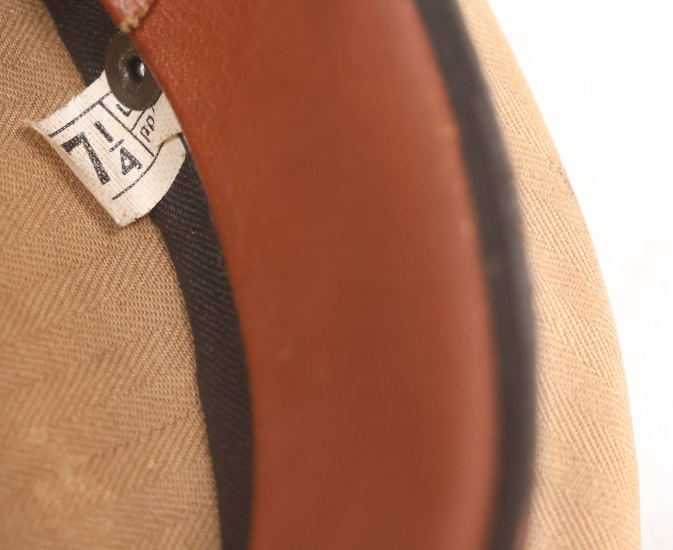 Lot 018 - Vintage "Tel's Dairy" Hand Embroidered Milkman's Cap With Red Stitching On Beige Fabric, Size 7-1/4