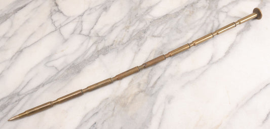 Lot 021 - Vintage Trench Art Bullet Shell Casing Brass Swagger Stick Cane, 23-1/4" Length