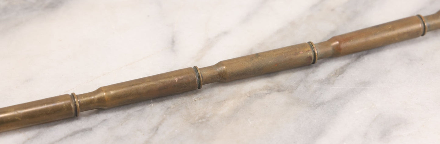 Lot 021 - Vintage Trench Art Bullet Shell Casing Brass Swagger Stick Cane, 23-1/4" Length