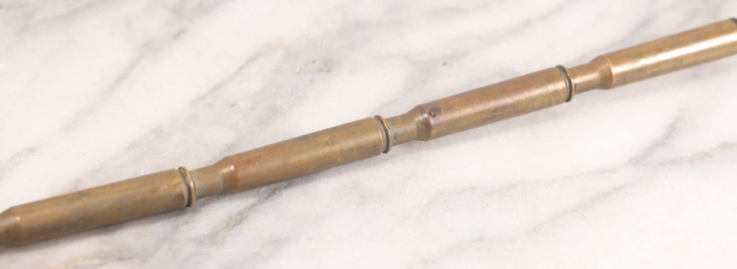 Lot 021 - Vintage Trench Art Bullet Shell Casing Brass Swagger Stick Cane, 23-1/4" Length