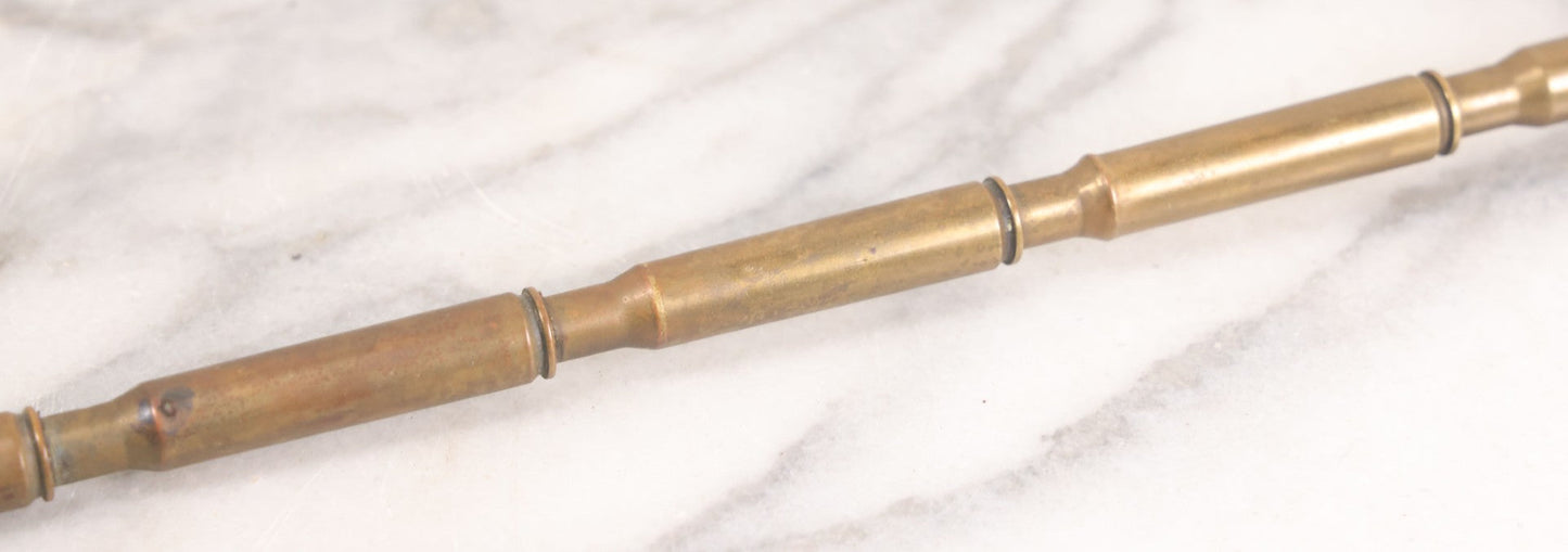 Lot 021 - Vintage Trench Art Bullet Shell Casing Brass Swagger Stick Cane, 23-1/4" Length