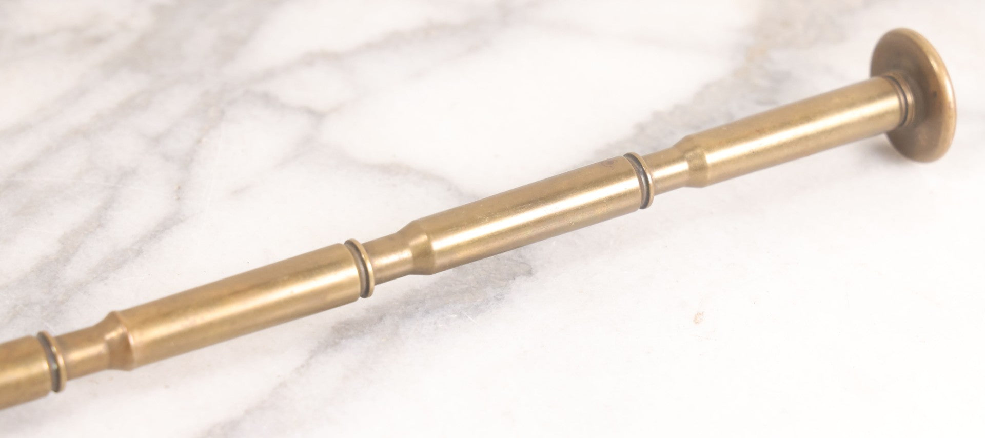 Lot 021 - Vintage Trench Art Bullet Shell Casing Brass Swagger Stick Cane, 23-1/4" Length