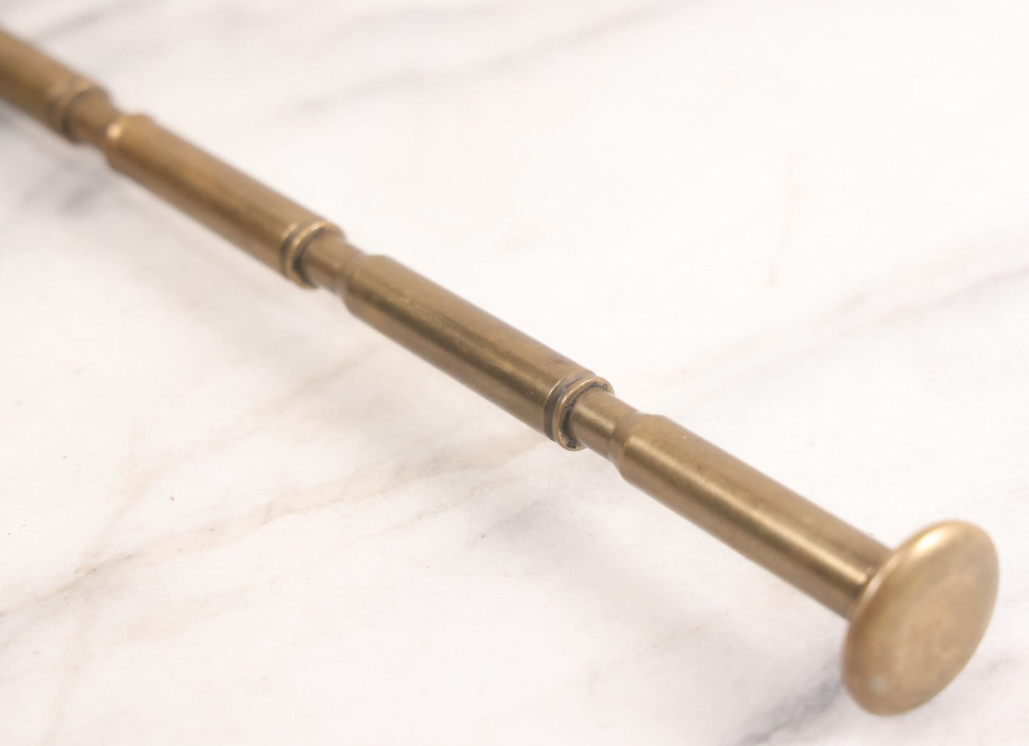 Lot 021 - Vintage Trench Art Bullet Shell Casing Brass Swagger Stick Cane, 23-1/4" Length