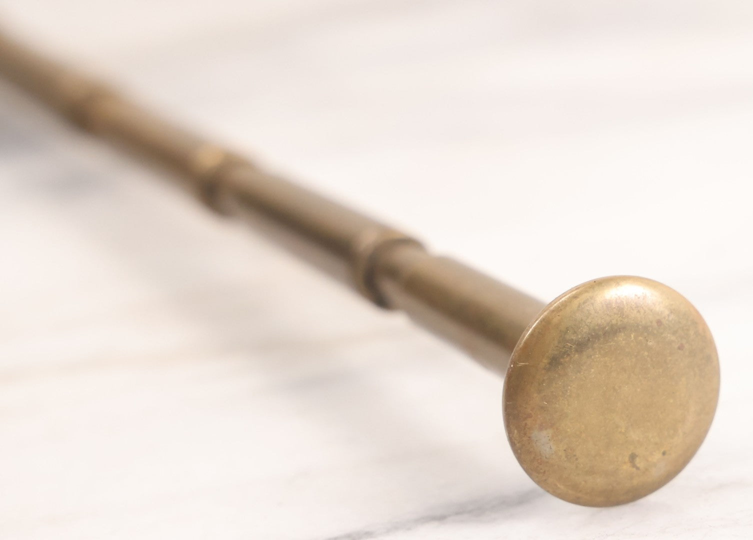 Lot 021 - Vintage Trench Art Bullet Shell Casing Brass Swagger Stick Cane, 23-1/4" Length