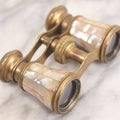 Lot 023 - Antique Pair Of Mother Of Pearl And Brass Opera Glasses Binoculars, Unmarked, Working Condition