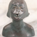 Lot 024 - Antique Art Deco Woman Head Bust Incense Burner With Speckled Green And Bronze Finish, Copyright 1923, 5" Height