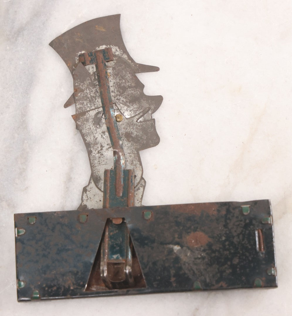 Lot 026 - Antique Pre-War German Tin Lithograph Mechanical Caricature Toy, Man In Tophat, As Found