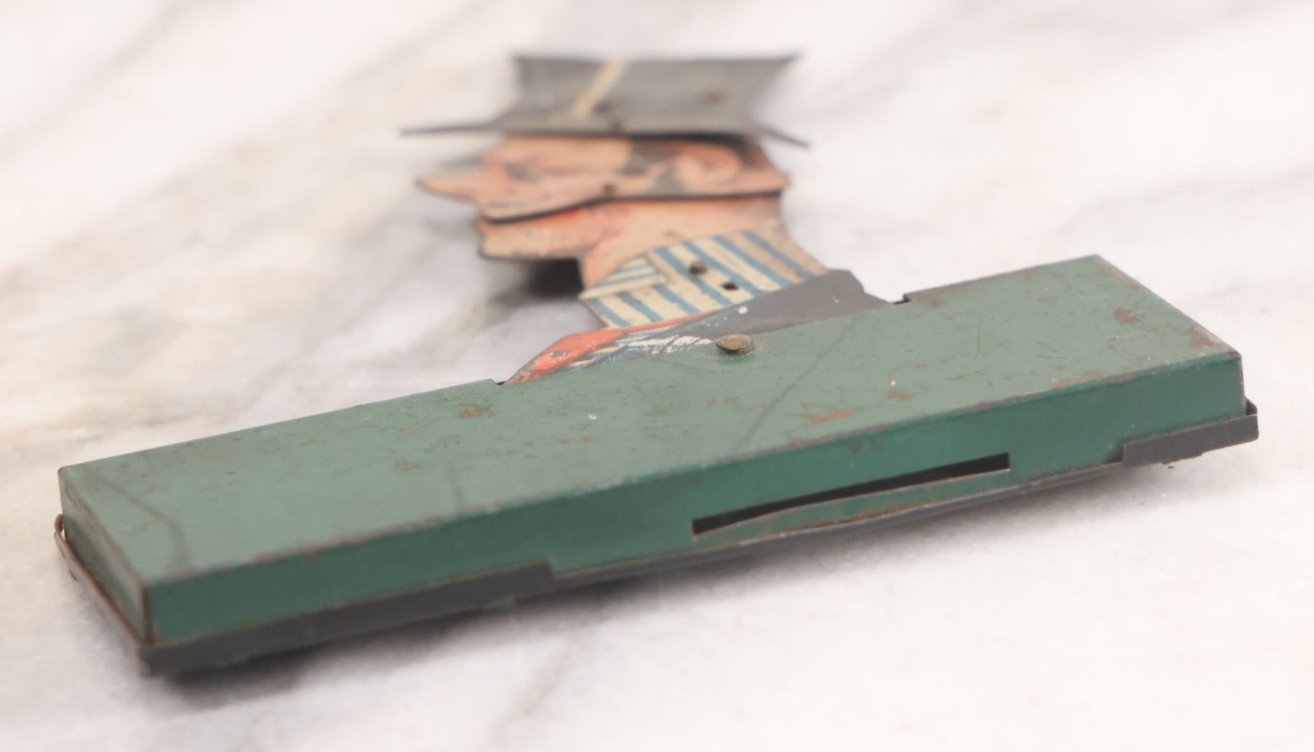 Lot 026 - Antique Pre-War German Tin Lithograph Mechanical Caricature Toy, Man In Tophat, As Found