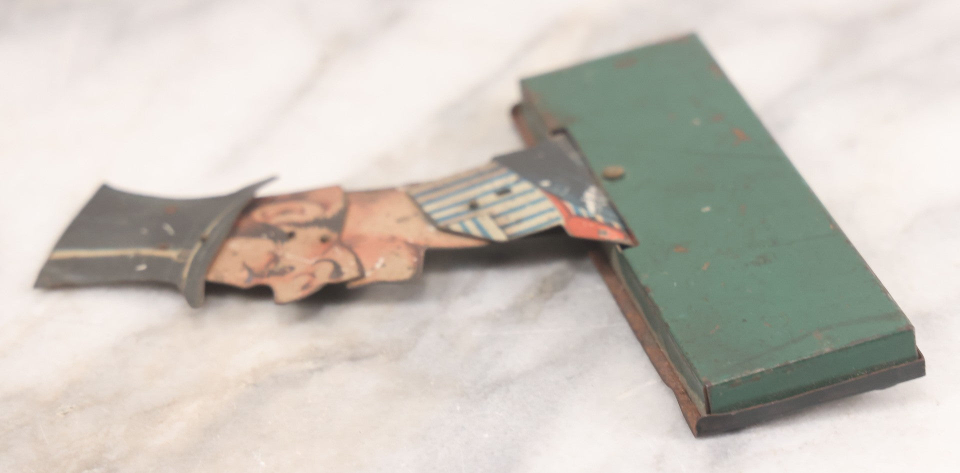 Lot 026 - Antique Pre-War German Tin Lithograph Mechanical Caricature Toy, Man In Tophat, As Found