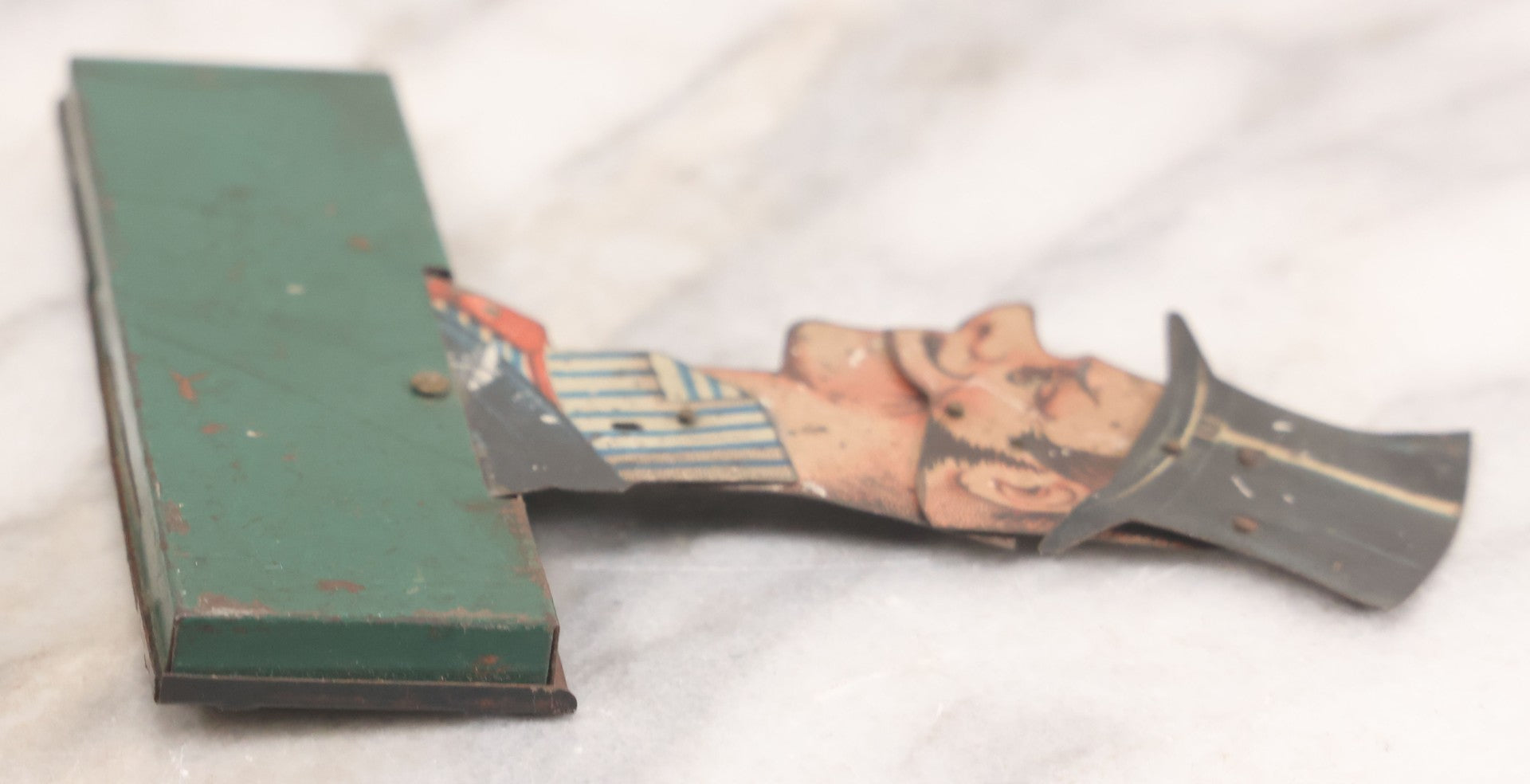 Lot 026 - Antique Pre-War German Tin Lithograph Mechanical Caricature Toy, Man In Tophat, As Found