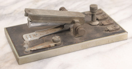 Lot 028 - Vintage Metal Novelty Desk Stapler With Morse Code Telegraph Key Form, Copyright 1967 By Criterion International Ltd.