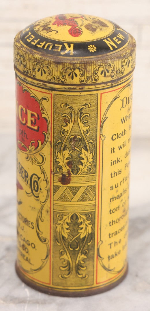 Lot 030 - Antique Lithographed Tin With Contents, Pounce Powder For Tracing Cloth, Manufactured By Keuffel & Esser Co., New York City, 4-7/8" Height