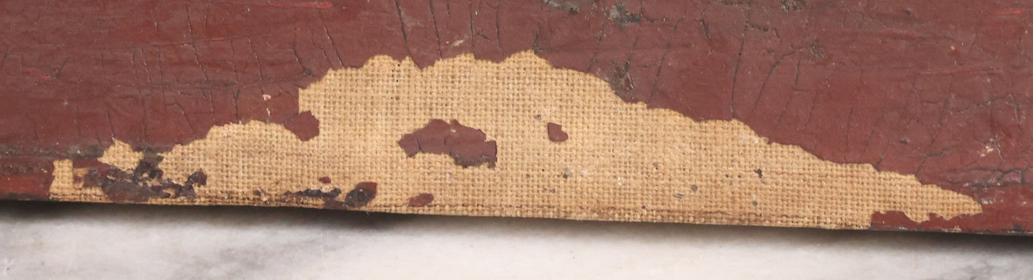 Lot 031 - Antique 19th Century Oil On Canvas Still Life Painting Of Fruit, Apples, Grapes, Etc., Note Heavy Wear And Tear, Poor Condition, Artist Signed Lower Right, Illegible, 20" x 14"