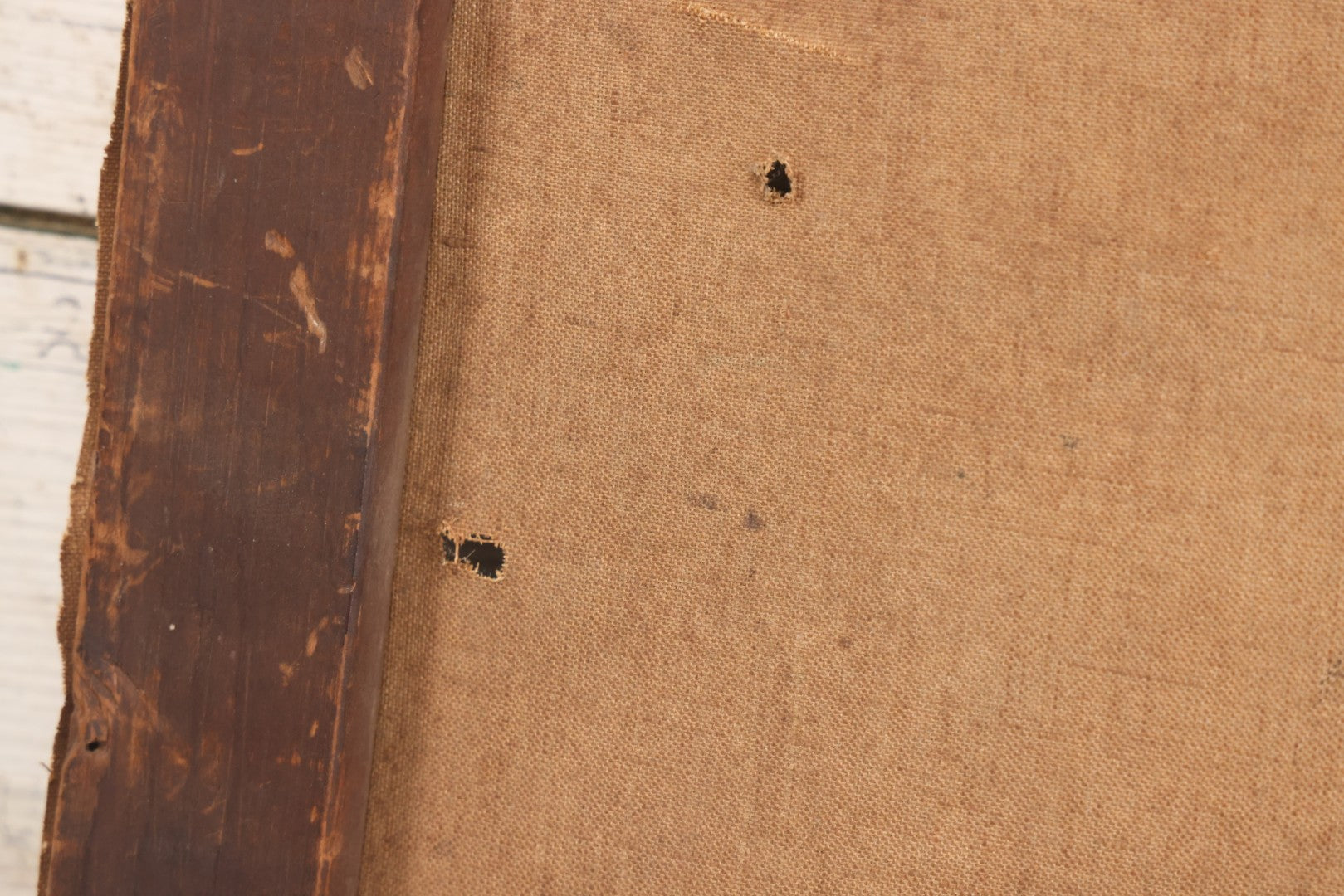 Lot 031 - Antique 19th Century Oil On Canvas Still Life Painting Of Fruit, Apples, Grapes, Etc., Note Heavy Wear And Tear, Poor Condition, Artist Signed Lower Right, Illegible, 20" x 14"