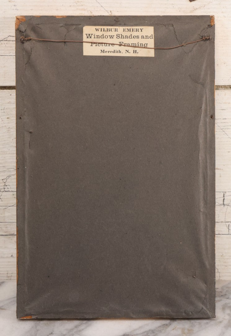 Lot 032 - Antique Watercolor Landscape Painting Of Pine Trees, Woods, Titled "Under The Pines," Unsigned, In Original Frame, Framed By Wilbur Emery Window Shades And And Picture Framing, Meredith, New Hampshire, 7-7/8" x 11-7/8"