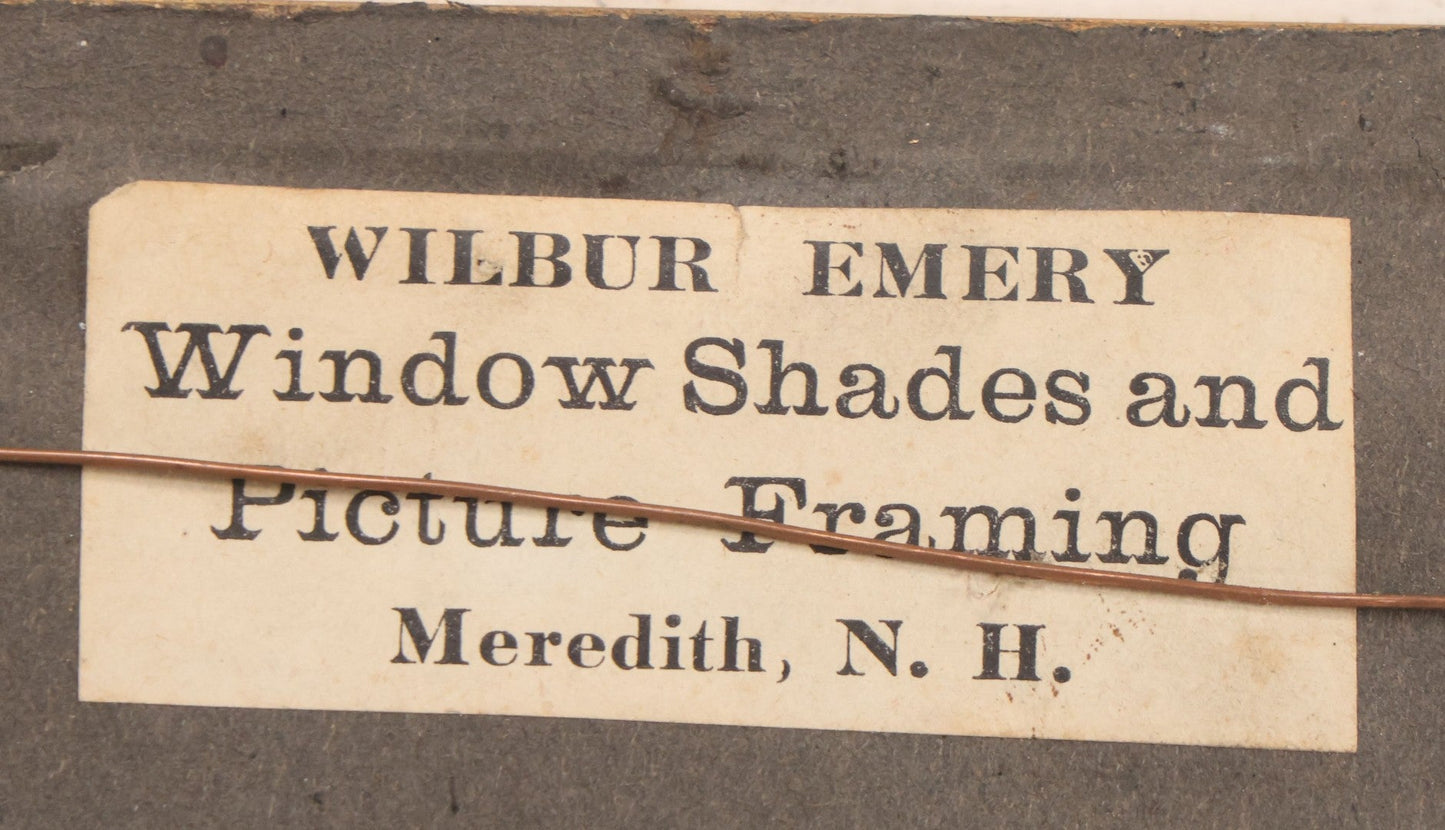 Lot 032 - Antique Watercolor Landscape Painting Of Pine Trees, Woods, Titled "Under The Pines," Unsigned, In Original Frame, Framed By Wilbur Emery Window Shades And And Picture Framing, Meredith, New Hampshire, 7-7/8" x 11-7/8"