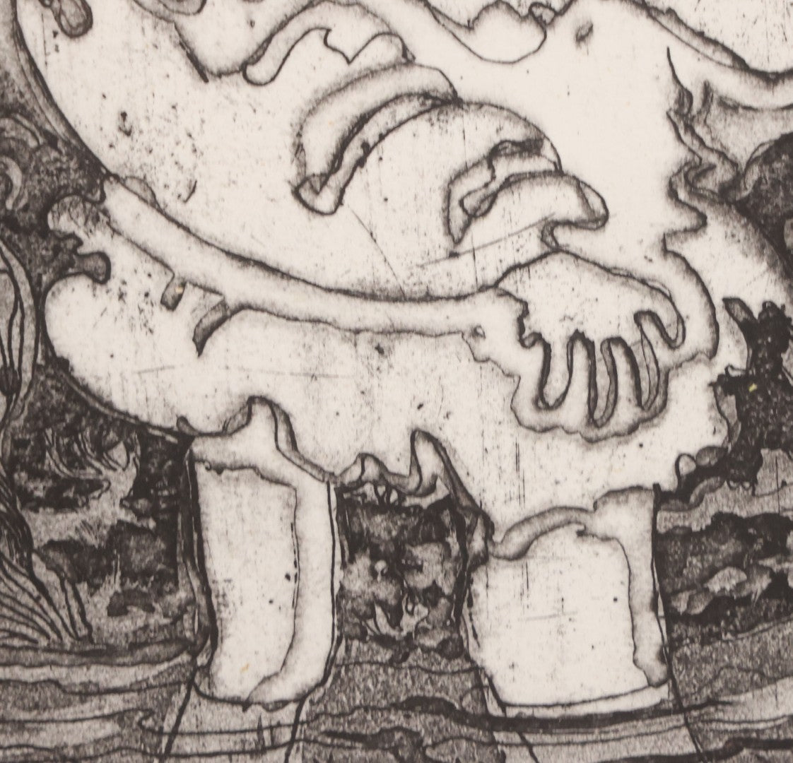 Lot 034 - Vintage Etching Numbered Artist Proof Print 9/15 Of Leonardo Da Vinci, Titled "Leonardo In The Marshes," Artist Signed A. Senna Lower Right, With "Merry Christmas" Inscription, Dated 1973, In Modern Frame, 11-3/4" x 16-1/2"