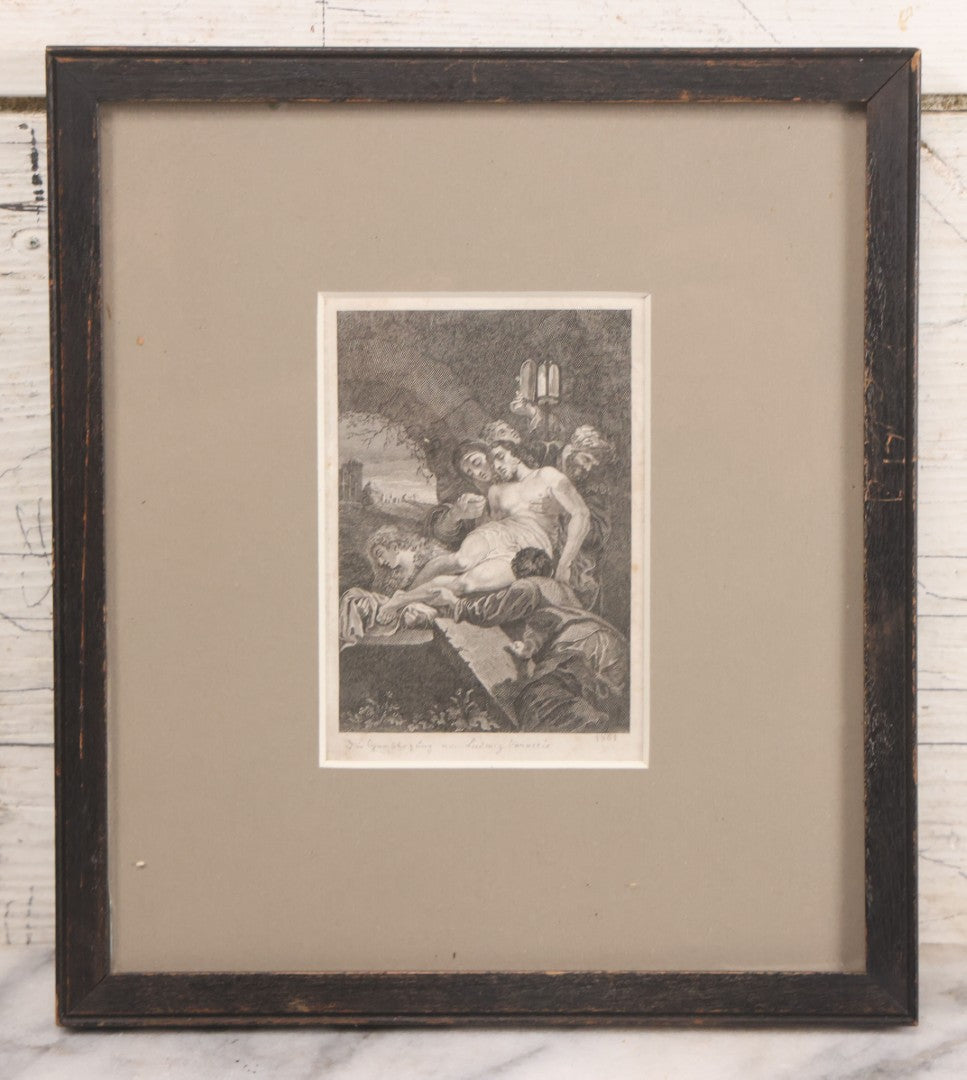 Lot 035 - Antique 19th Century German Engraving Of "The Lamentation Over The Dead Christ," After Ludwig Caraccio, 1801, In Modern Frame, 8-1/4" x 9-1/4"