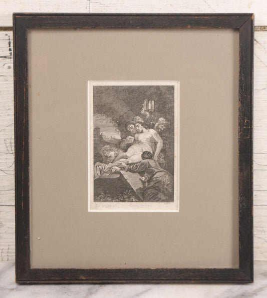 Lot 035 - Antique 19th Century German Engraving Of "The Lamentation Over The Dead Christ," After Ludwig Caraccio, 1801, In Modern Frame, 8-1/4" x 9-1/4"