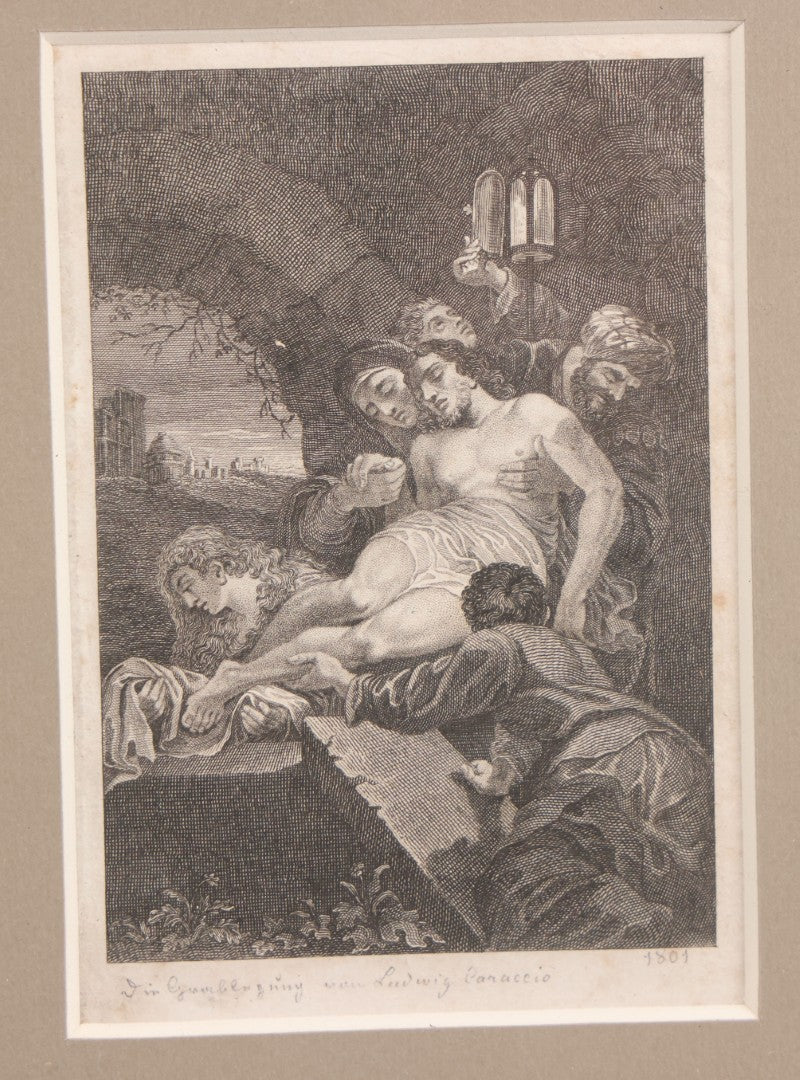 Lot 035 - Antique 19th Century German Engraving Of "The Lamentation Over The Dead Christ," After Ludwig Caraccio, 1801, In Modern Frame, 8-1/4" x 9-1/4"