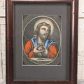 Lot 036 - Antique Painting Over Engraving Of Jesus Christ Serving The Eucharist, Last Supper, In Modern Frame, 8-7/8" x 11-1/2"