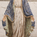 Lot 037 - Vintage Painted Chalkware Virgin Mary Devotional Statue, Stepping On Snake Of Satan, Note Chipping, Paint Loss, Damage Throughout, 12-5/8" Height