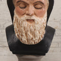 Lot 038 - Vintage Chalkware Religious Bust Of Saint Charbel, "Miracle Monk Of Lebanon," Patron Saint Of Lebanon Maronite Monk And Priest Born Youssef Antoun Makhlouf, Copyright 1983 by M. Scott, 10-1/2" Height