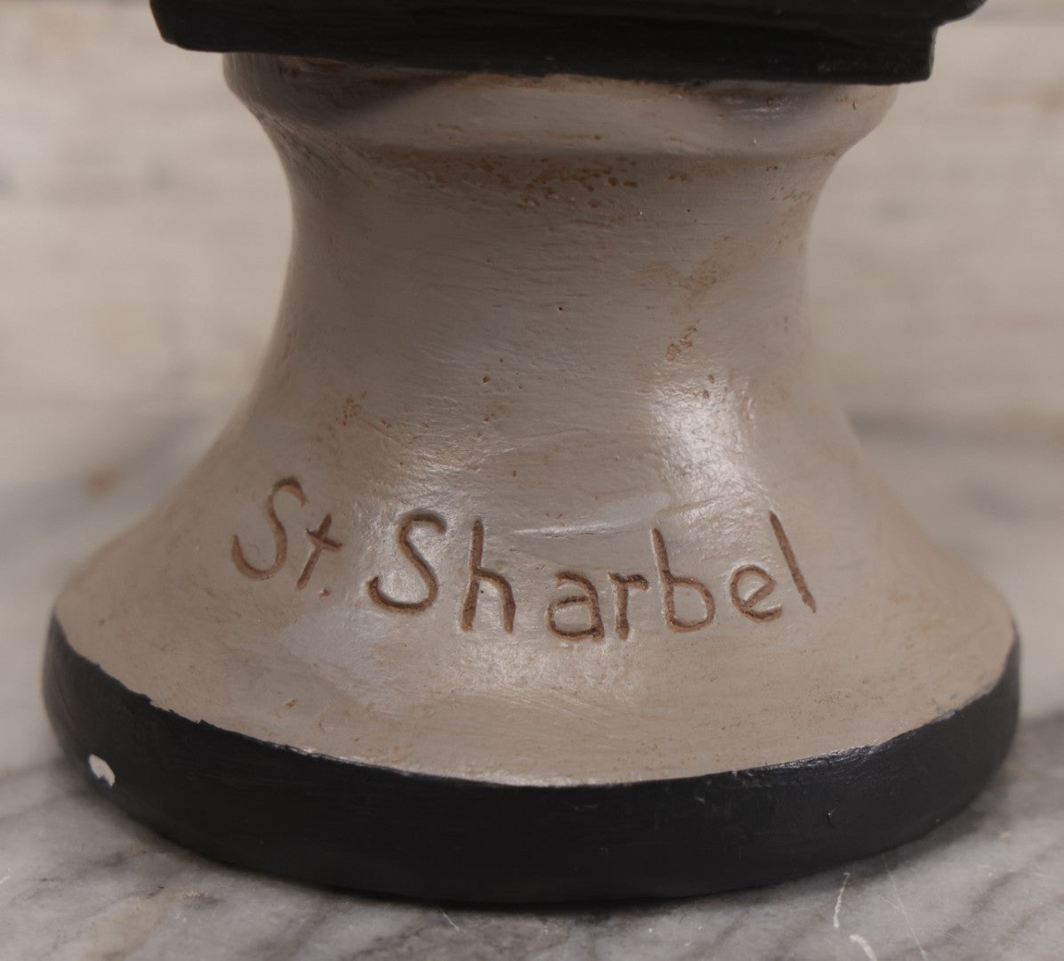 Lot 038 - Vintage Chalkware Religious Bust Of Saint Charbel, "Miracle Monk Of Lebanon," Patron Saint Of Lebanon Maronite Monk And Priest Born Youssef Antoun Makhlouf, Copyright 1983 by M. Scott, 10-1/2" Height