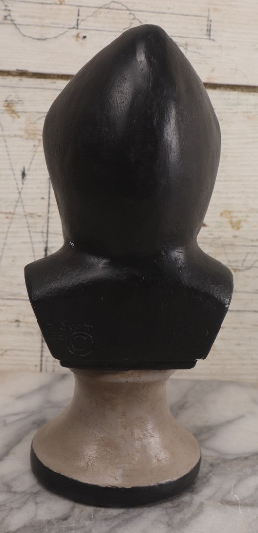 Lot 038 - Vintage Chalkware Religious Bust Of Saint Charbel, "Miracle Monk Of Lebanon," Patron Saint Of Lebanon Maronite Monk And Priest Born Youssef Antoun Makhlouf, Copyright 1983 by M. Scott, 10-1/2" Height