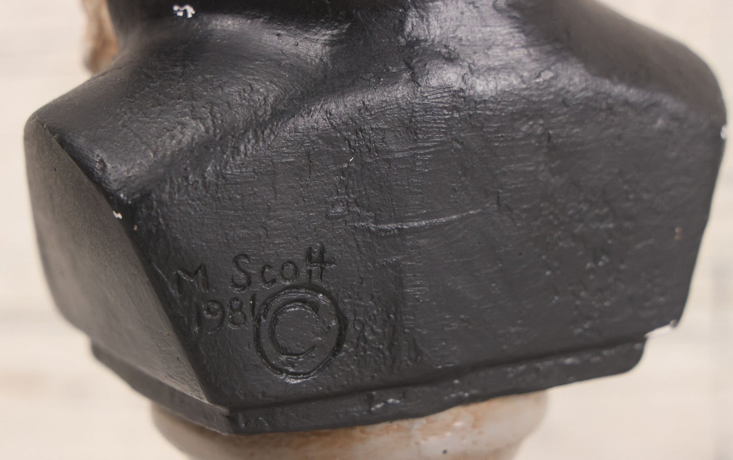 Lot 038 - Vintage Chalkware Religious Bust Of Saint Charbel, "Miracle Monk Of Lebanon," Patron Saint Of Lebanon Maronite Monk And Priest Born Youssef Antoun Makhlouf, Copyright 1983 by M. Scott, 10-1/2" Height