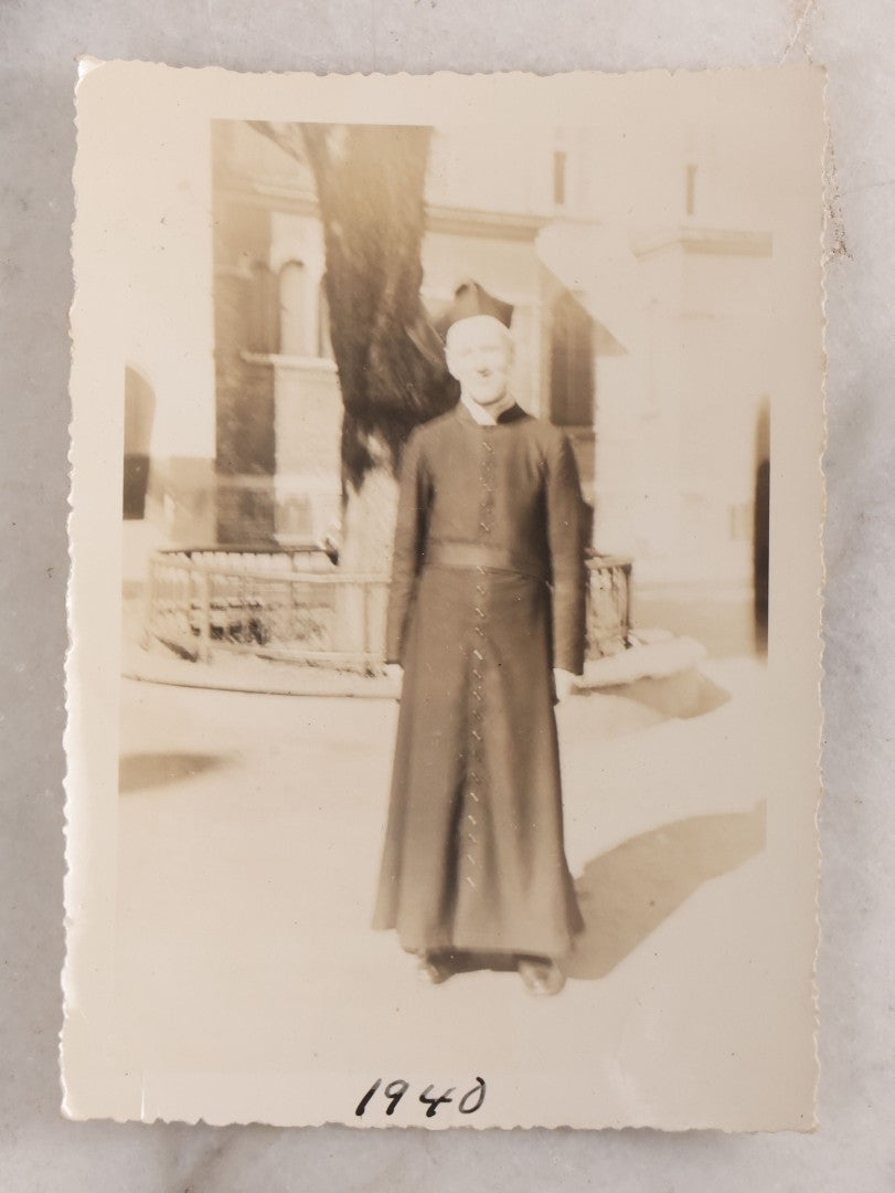 Lot 045 - Grouping Of Six Pieces Of Vintage Funeral Ephemera Including Five Snapshots Of Funeral Flowers, Casket, Graves, Priest, And Thank You Letter For "Your Kind Expression Of Sympathy"