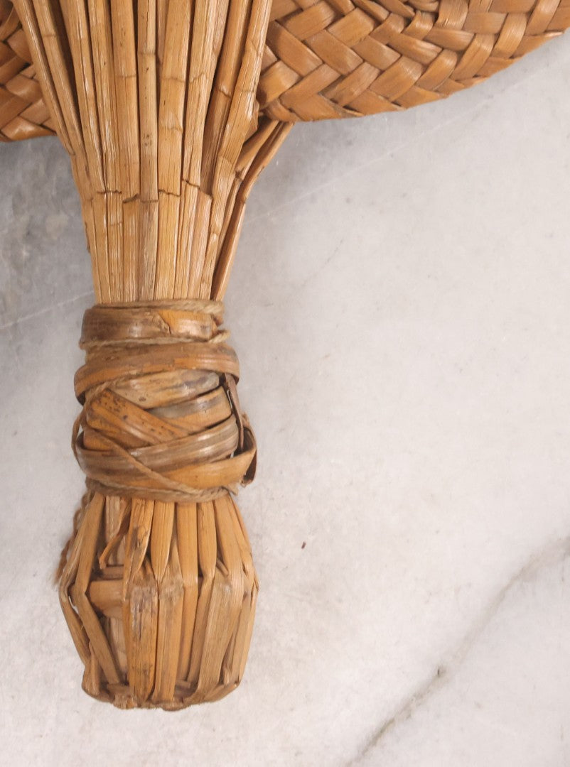 Lot 046 - Antique Woven Cane Advertising Funeral Fan, Compliments Of Kuehner Bros. Funeral Chapel