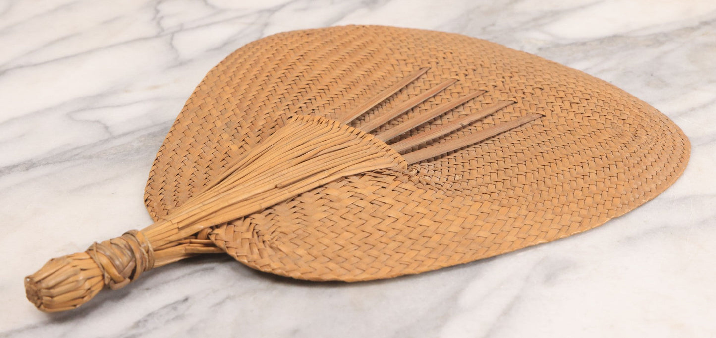 Lot 046 - Antique Woven Cane Advertising Funeral Fan, Compliments Of Kuehner Bros. Funeral Chapel