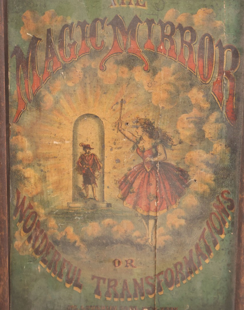 Lot 047 - Antique Lithographed Wooden Toy Box For "The Magic Mirror Or Wonderful Transformations" With Fairy Princess And Prince Characters, By Mcloughlin Bros., New York, Empty