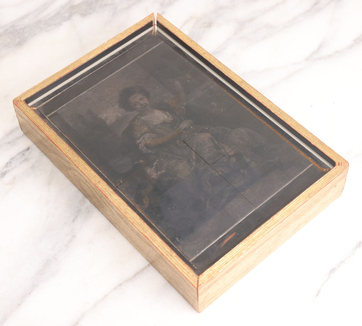 Lot 051 - Antique Original Engraved Wood Printing Block By Timothy Cole (American, 1852-1931) After Sir William Beechey (1753-1839), Girl Playing With Bubbles With Dog, Artist Signed Lower Left And On Verso, With Provenance And Print, In Custom Frame