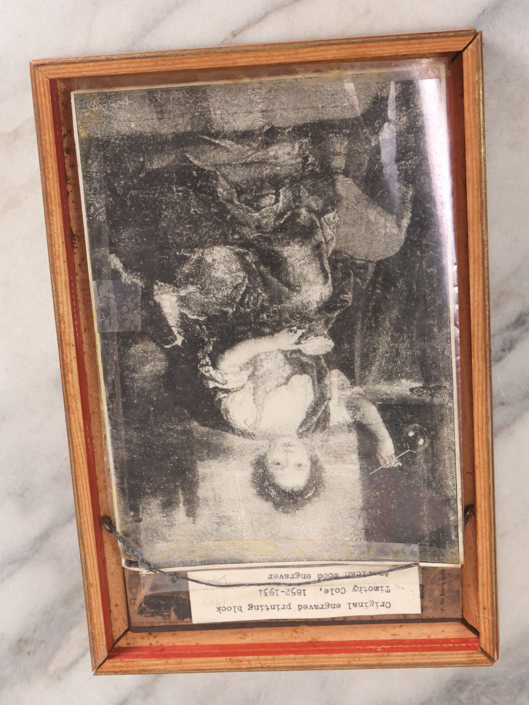 Lot 051 - Antique Original Engraved Wood Printing Block By Timothy Cole (American, 1852-1931) After Sir William Beechey (1753-1839), Girl Playing With Bubbles With Dog, Artist Signed Lower Left And On Verso, With Provenance And Print, In Custom Frame