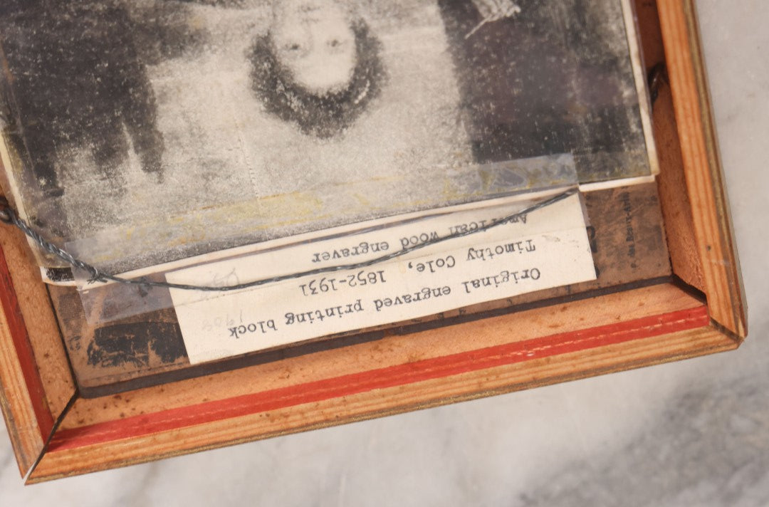 Lot 051 - Antique Original Engraved Wood Printing Block By Timothy Cole (American, 1852-1931) After Sir William Beechey (1753-1839), Girl Playing With Bubbles With Dog, Artist Signed Lower Left And On Verso, With Provenance And Print, In Custom Frame