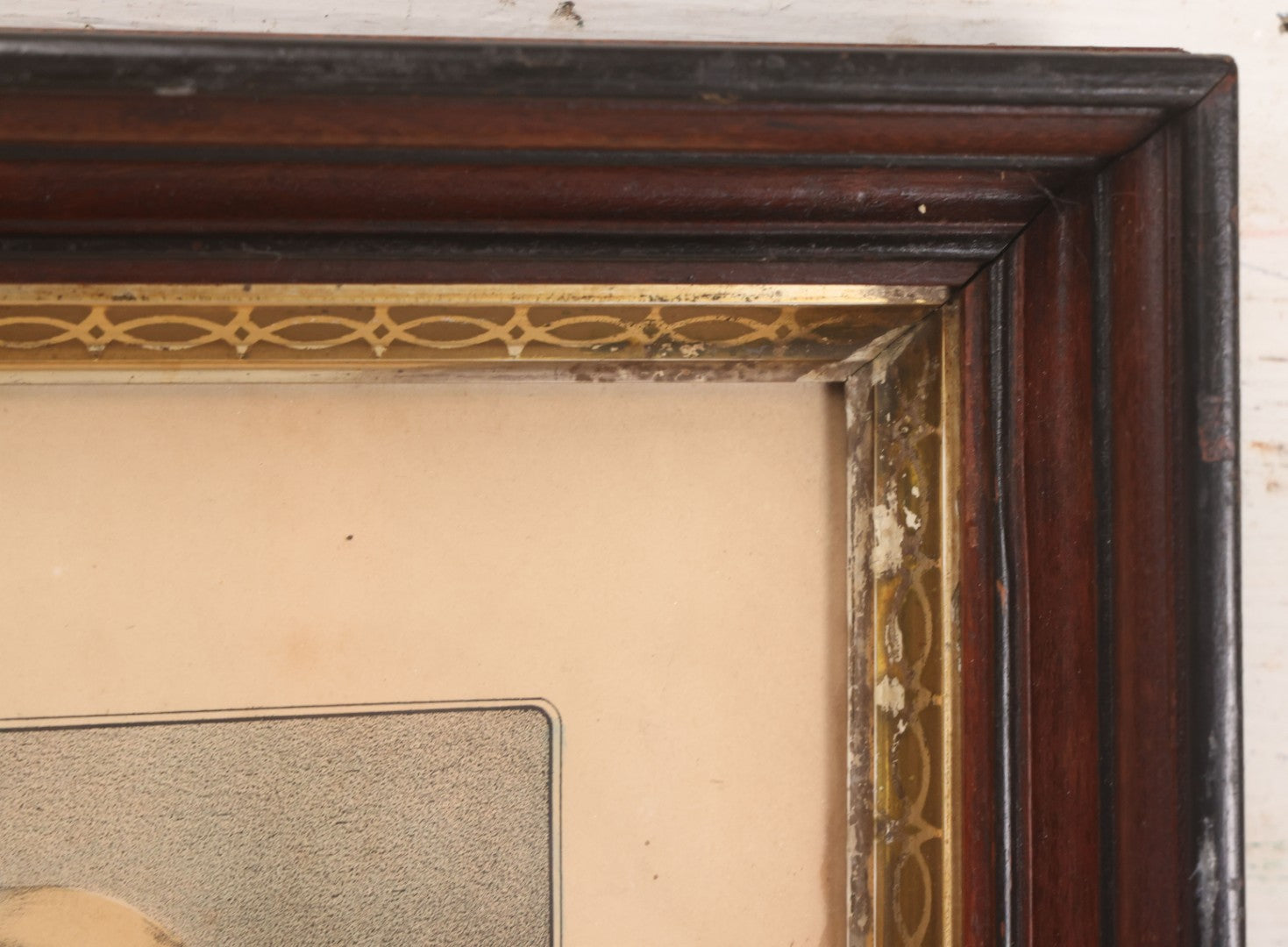 Lot 053 - Antique Hand Colored Lithograph Of Three Puppies, Titled "The Playful Family," Published By Currier And Ives, New York, In Deep Double Frame, 20-1/8" x 16-1/8"